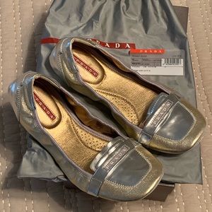 Prada Women’s Leather Silk Washed Slip On Flats